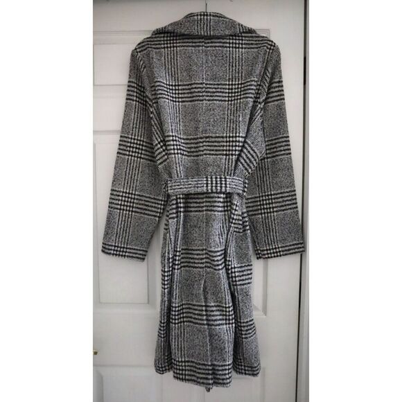 Old Navy 809503-001 Women's Sz XL Black Plaid Belted Overcoat - Picture 2 of 13